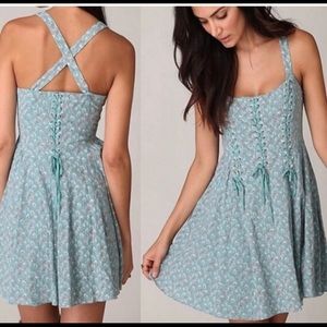 Free People Blue Floral Tie Dress
